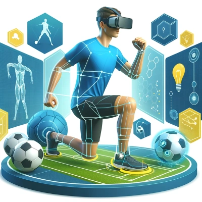une installation de réalité virtuelle avec un utilisateur faisant l'expérience d'une simulation d'entraînement sportif